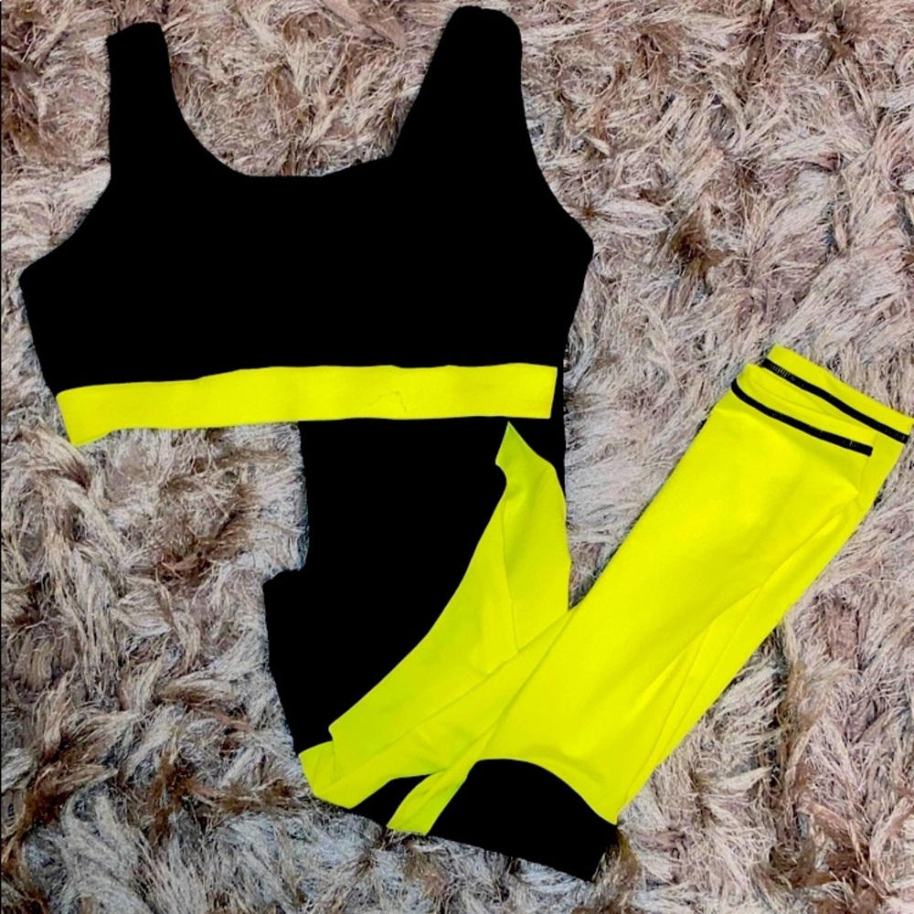 Shein Curve Sports Wear Yellow and Black (size:0X)
